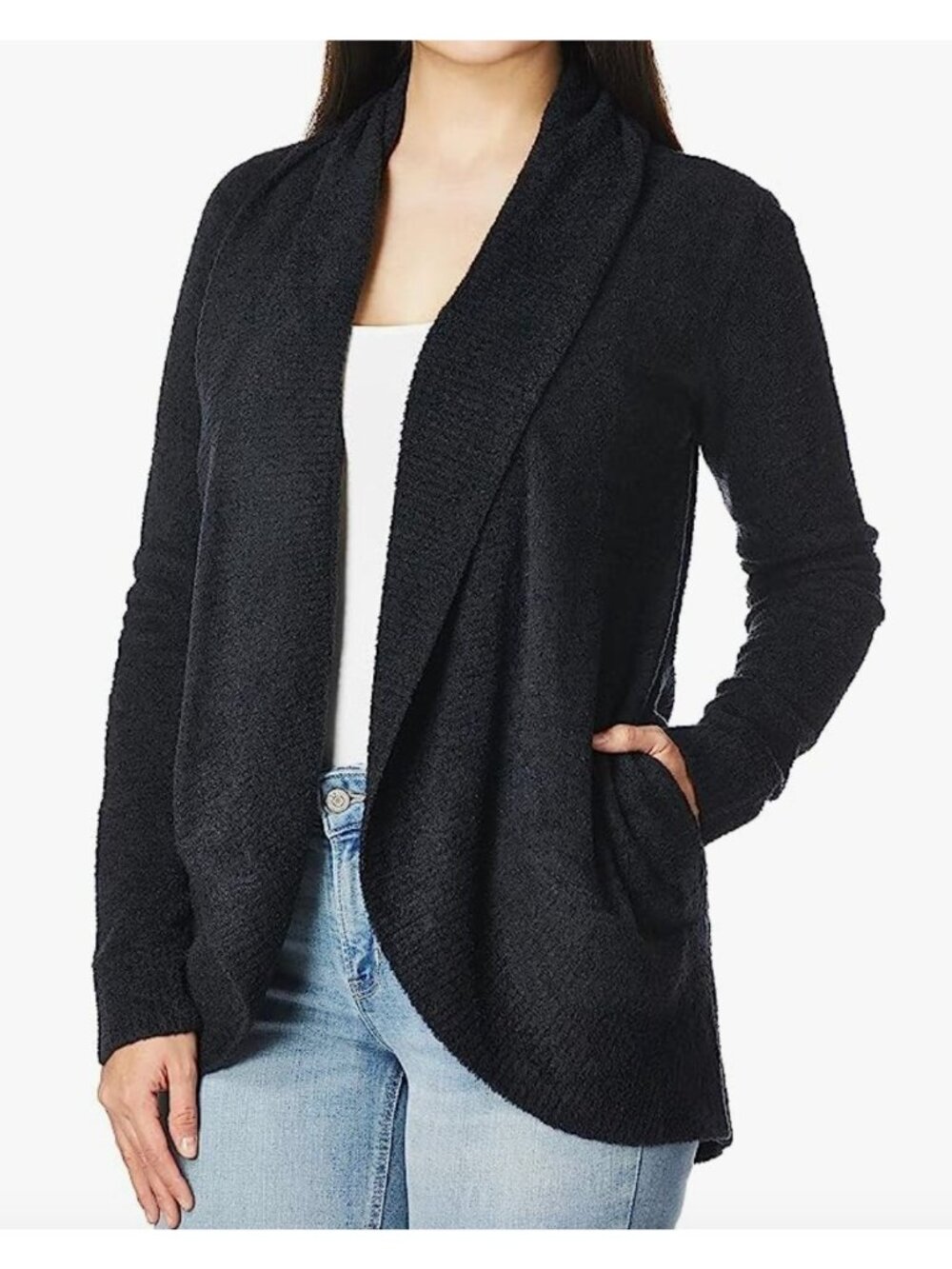 BAREFOOT DREAMS cozy chic lite circle cardigan sweater in black size S
